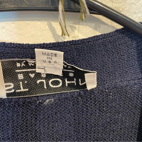 St. John Basics Navy Puffed Sleeve Sweater Cardigan S - Picture 13 of 13